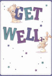 Full of playful optimism and gentle in its artistry, this get well card calls to mind the comforting touch of a neighbour from Chadwell Heath delivering kindness on a quiet afternoon. Two adorable figures-a huggable teddy bear and a beaming, floppy-eared puppy-seem almost to spring from the page, each one joyfully steadying the pillar-like letters of 'Get Well' in deep teal and vibrant violet hues. The fur of both friends is so beautifully rendered that one can almost sense their softness, an echo of the inviting textures found in floral arrangements sent from Flowers Chadwell Heath. Around them, a constellation of starlike bursts scatters across a soft, creamy-white background-the effect airy yet rich in hope, mirroring the clear blue skies over nearby parks. The expressive faces, rounded lines, and harmonious colouring all serve to reassure and uplift, making the entire scene not just a cheerful card but an emotional embrace. Whether accompanying a bouquet on Barley Lane or tucked in with a note for someone convalescing nearby, this card radiates the gentle care, sincerity, and supportive warmth for which Chadwell Heath is known.